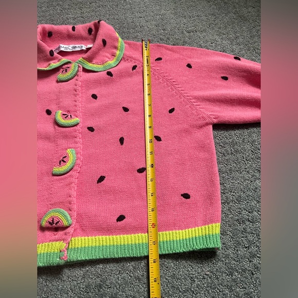 Price firm- Michael simon M watermelon 🍉 sweater cardigan easter valentines day - Picture 6 of 8